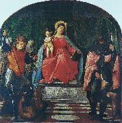 Francesco Vecellio Vierge a l'Enfant entre saint Michel et saint Roch oil painting on canvas